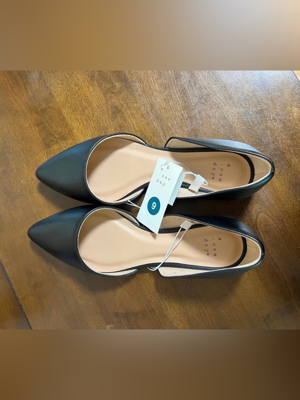 a new day Black Pointed Toe D'Orsay Flats